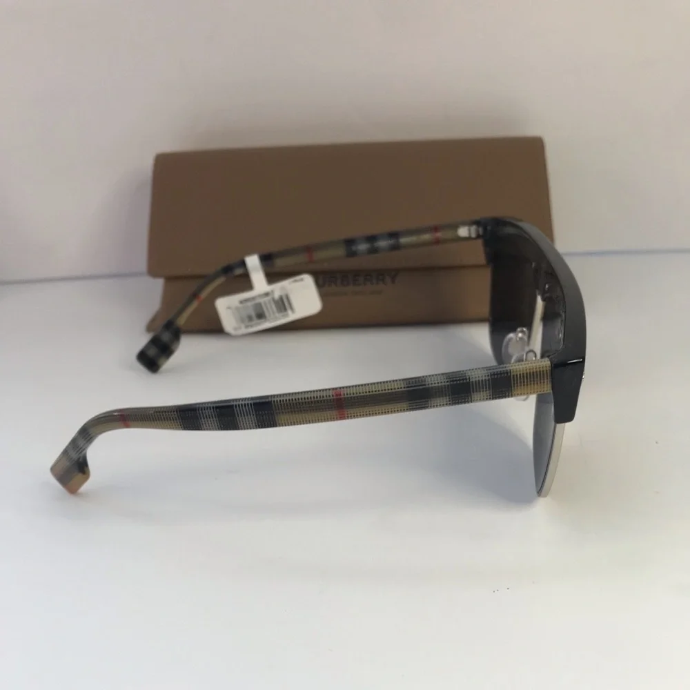 New Authentic Burberry William Grey Browline Men's Sunglasses BE4325 375787 59.
